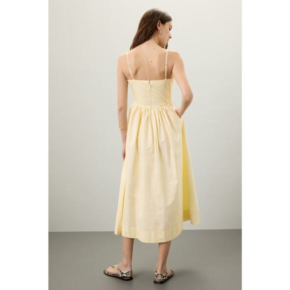 RONNY KOBO Yellow 100% Cotton Sleeveless Corset Midi Dress size 6 - Picture 3 of 16
